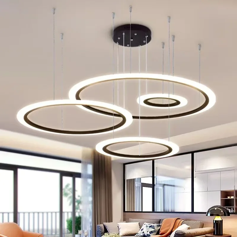 Modern Living Room Chandeliers Lamp Restaurant Ring Lustre Contemporary Minimalist LED Indoor Lighting Home Bedroom  Decor