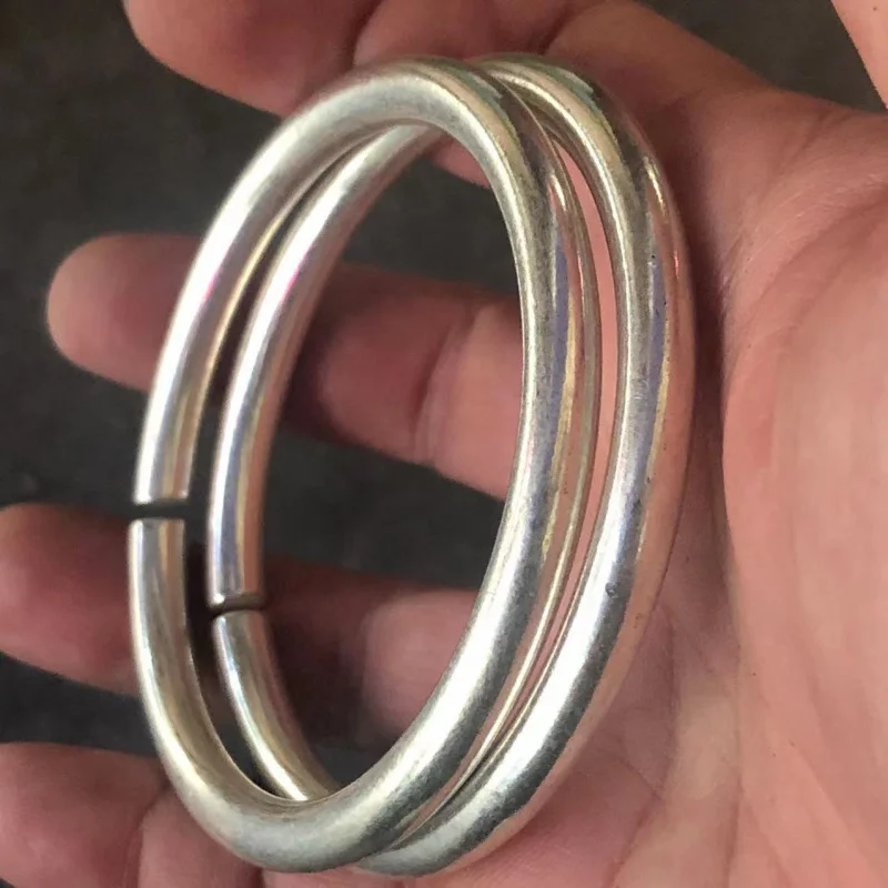 

Tibetan Miao Silver round Bar Glossy Bracelet Crafts