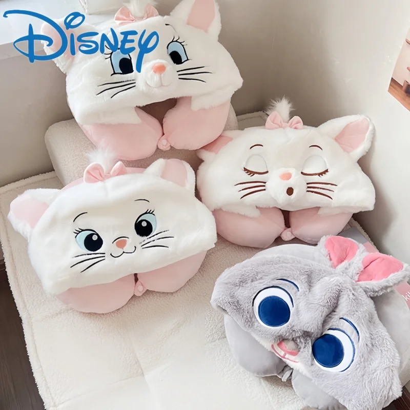 Hot Disney New Lovely Mary Cat Neck Pillow Hood U-shaped Pillow Memory Cotton Car Aircraft Travel Neck Student Lunch Pillow