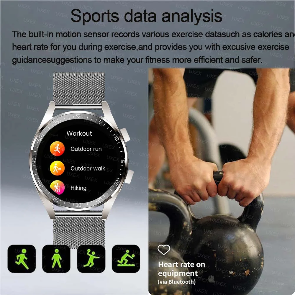 Smartwatch Biznesowy Męski Połączenia Bluetooth Ekran 1.52 Cala HD Monitorowanie Zdrowia Śledzenie Ruchu Prezent Świąteczny Zegarki Damskie