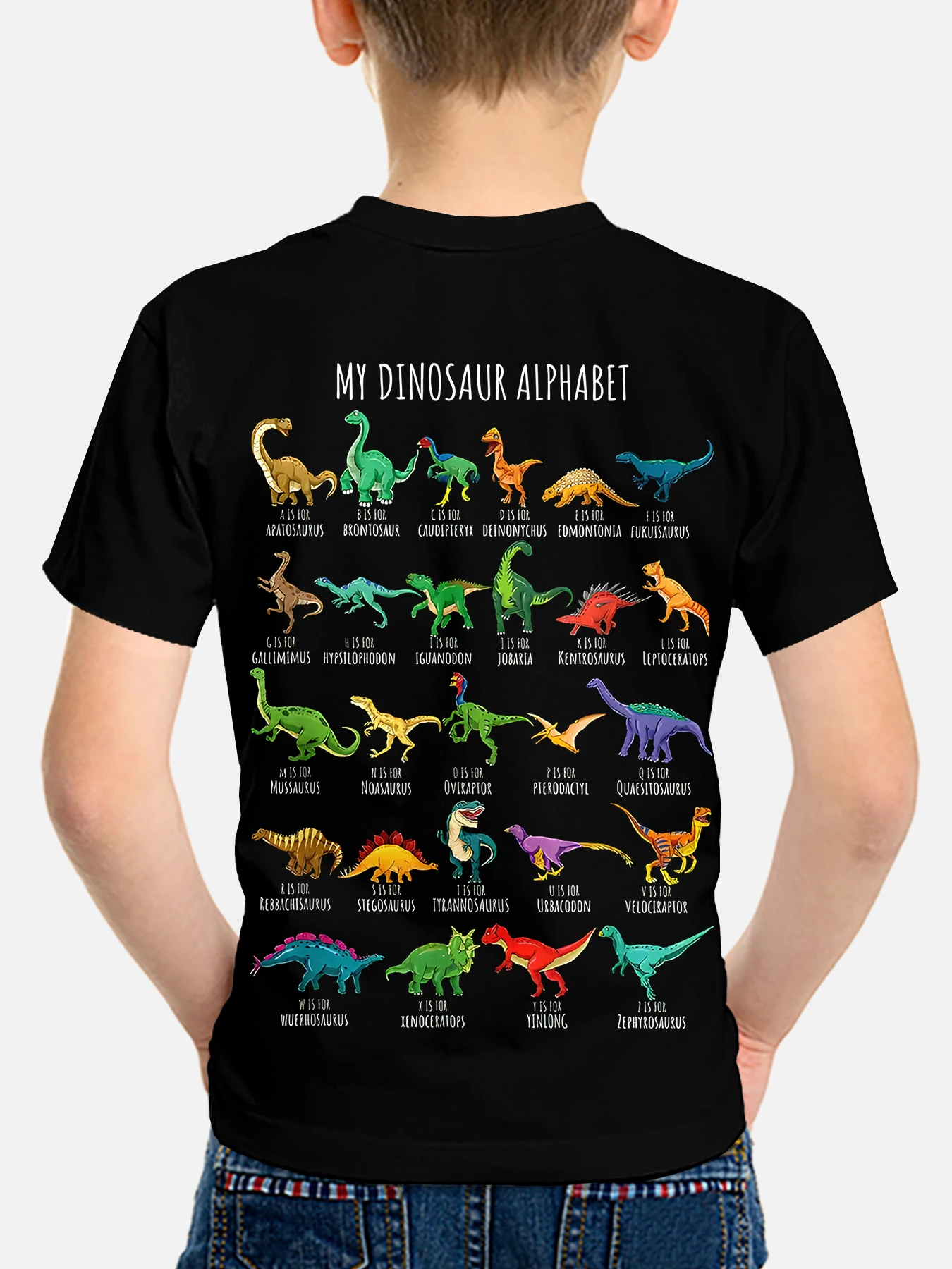 Fashion summer children's clothing Cartoon dinosaur species picture print interesting trend fashion short sleeve boy's T-shirt 2