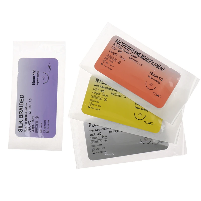 12Pcs Nylon Monofilament Silk Braided Needle Suture Thread Suture Practice Kit