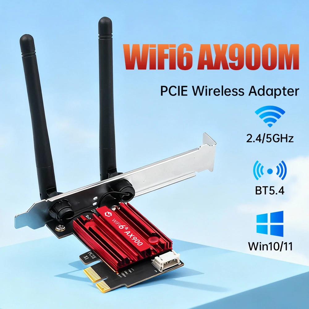 

FENVI WiFi 6 AX900 PCIE Wireless Adapter Dual Band 2.4G/5GHz Bluetooth 5.4 Wireless Network Card for Desktop PC Windows 10/11