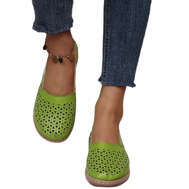 European and American Women\'s Shoes Round Toe Wedge Heel Large Flat Bottom Women\'s Sandals zapatos de mujer 2024