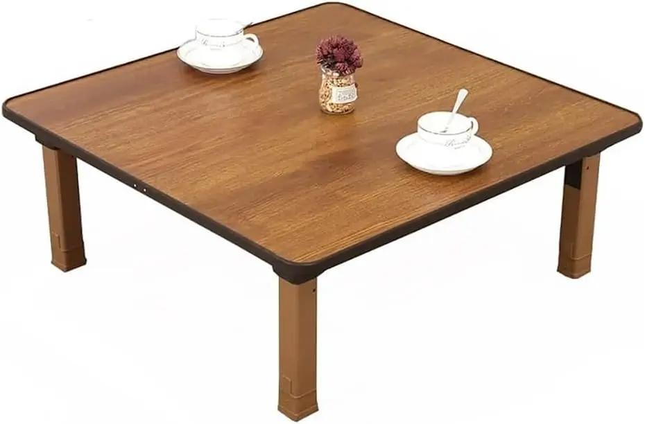 

Foldable Square Low Table for Tea, Coffee, Dining, Study - 60x60cm, Space-Saving Design