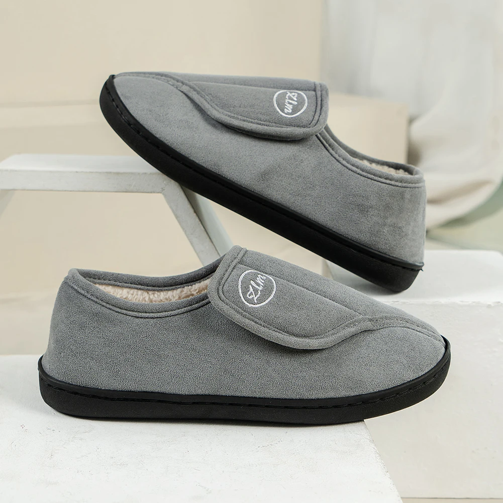 شباشب للرجال من جلد الغزال أحذية غير قابلة للانزلاق أحذية مشي مريحة ودافئة من القطيفة للاستخدام الداخلي/الخارجي للقدمين المتفجرة لمرضى السكري #3