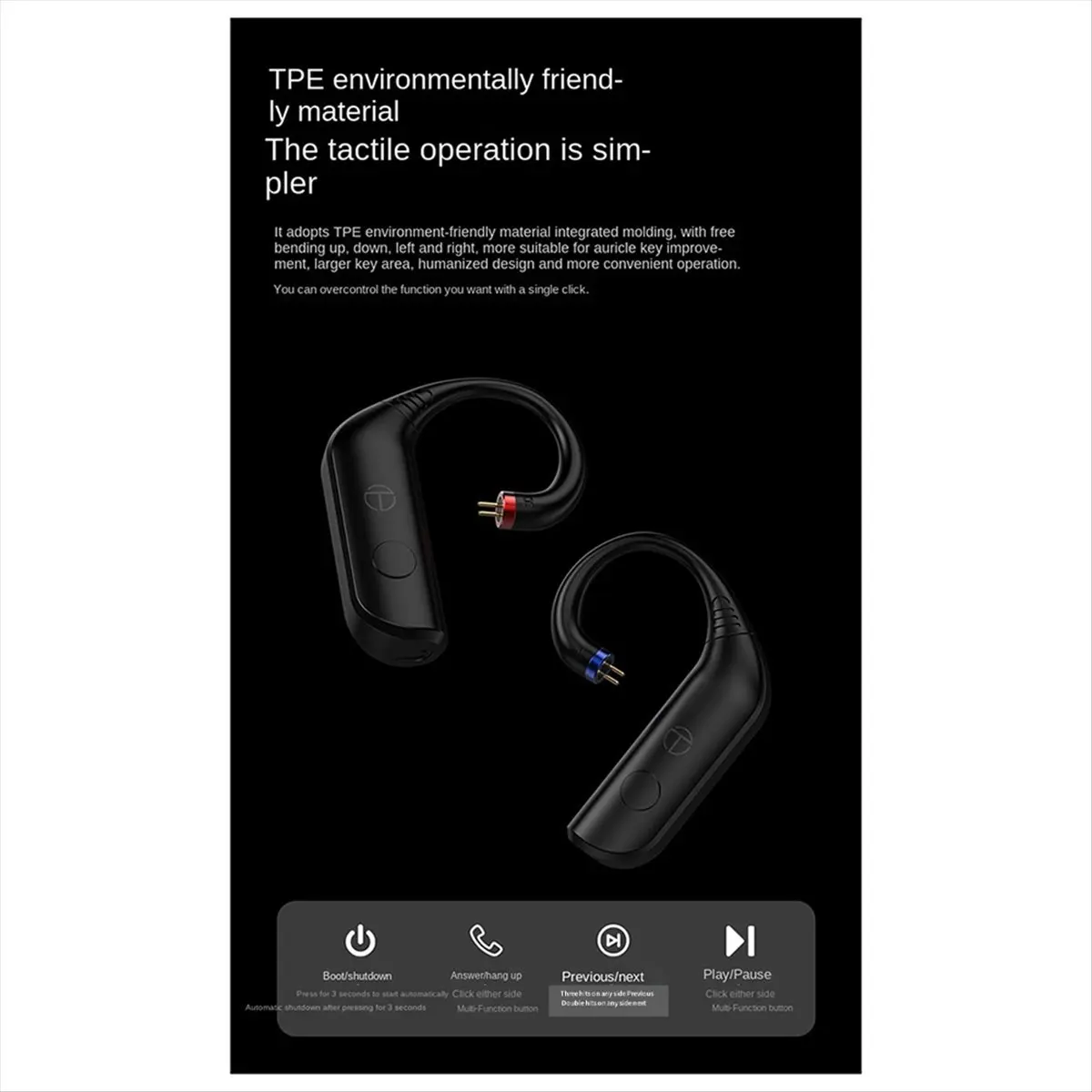 A64K TRN BT20 Pro-S Wireless Bluetooth 5.3 HiFi Earphones Module Upgrade Cable Connector Replaceable Plug Ear Hook