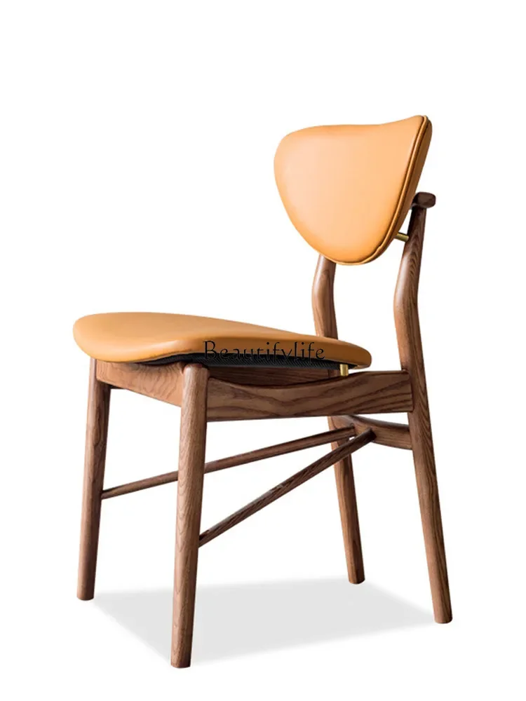 

Nordic Solid Wood Dining Chair Home Restaurant Ash Softbag Back Chair