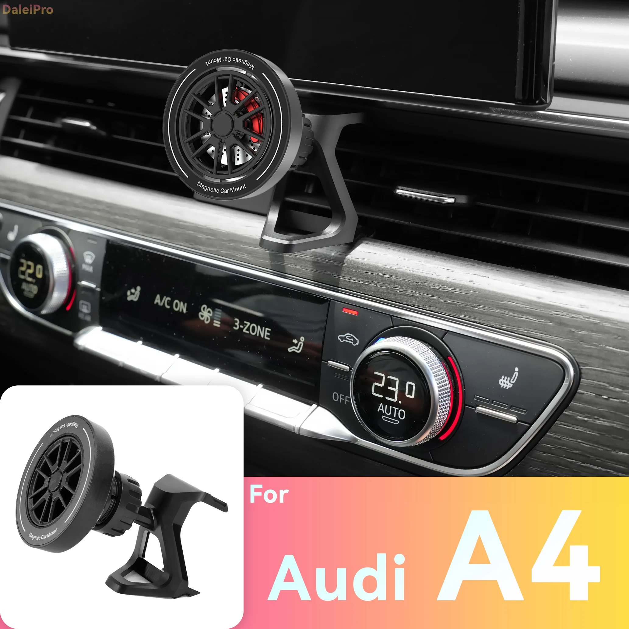 Custom Fit for Audi A4 B9 2017-2024 2025 Magnetic Phone Mount Airflow Cooling Phone Holder 360° Swivel Dashboard Holder Base