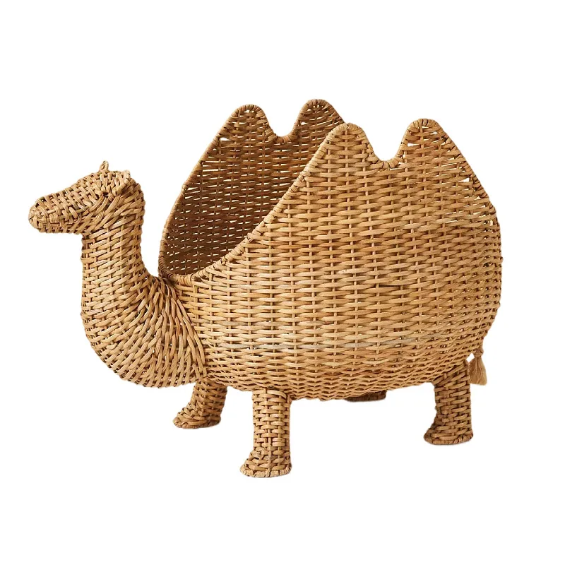 

Wholesale Handwoven Animal Ornament Rattan Knitted with Lid Cartoon Storage Basket Sundries Storage Box Rattan Knitted Basket