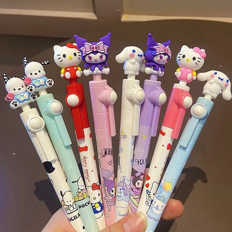 

32 pcs/lot Sanrio Kawaii Animal Rotatable Gel Pen Cute 0.5mm Black Ink Neutral Pens Promotional Gift Office School Supplies