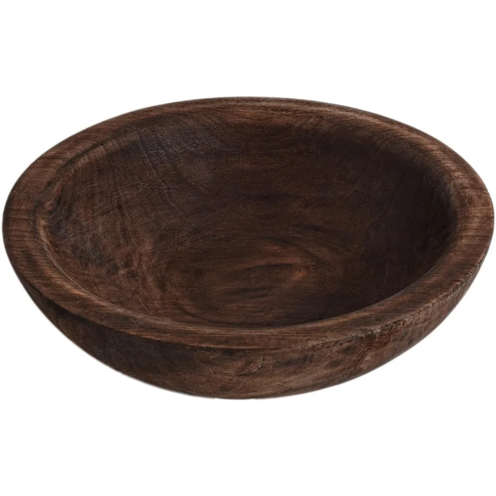 

Hand Carved Wooden Decorative Bowl for Farmhouse Decor, Rustic Centerpiece for Home Entryway and Coffee Table