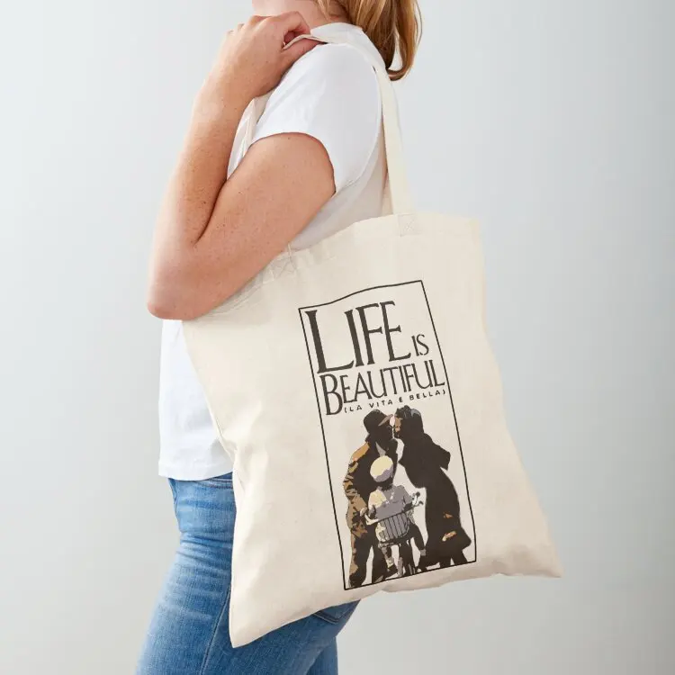 

Life is Beautiful Tote Bag Big bag women shopper bag women canvas ecological bags Large bags for women