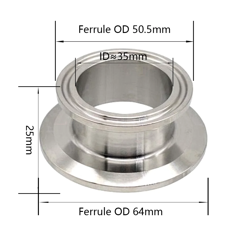 YQBS 2 Inch × 1.5 Inch Sanitary Fitting End Cap Tri Clamp Ferrul Reducer Stainless Steel 304 Sanitary Concentric Clover