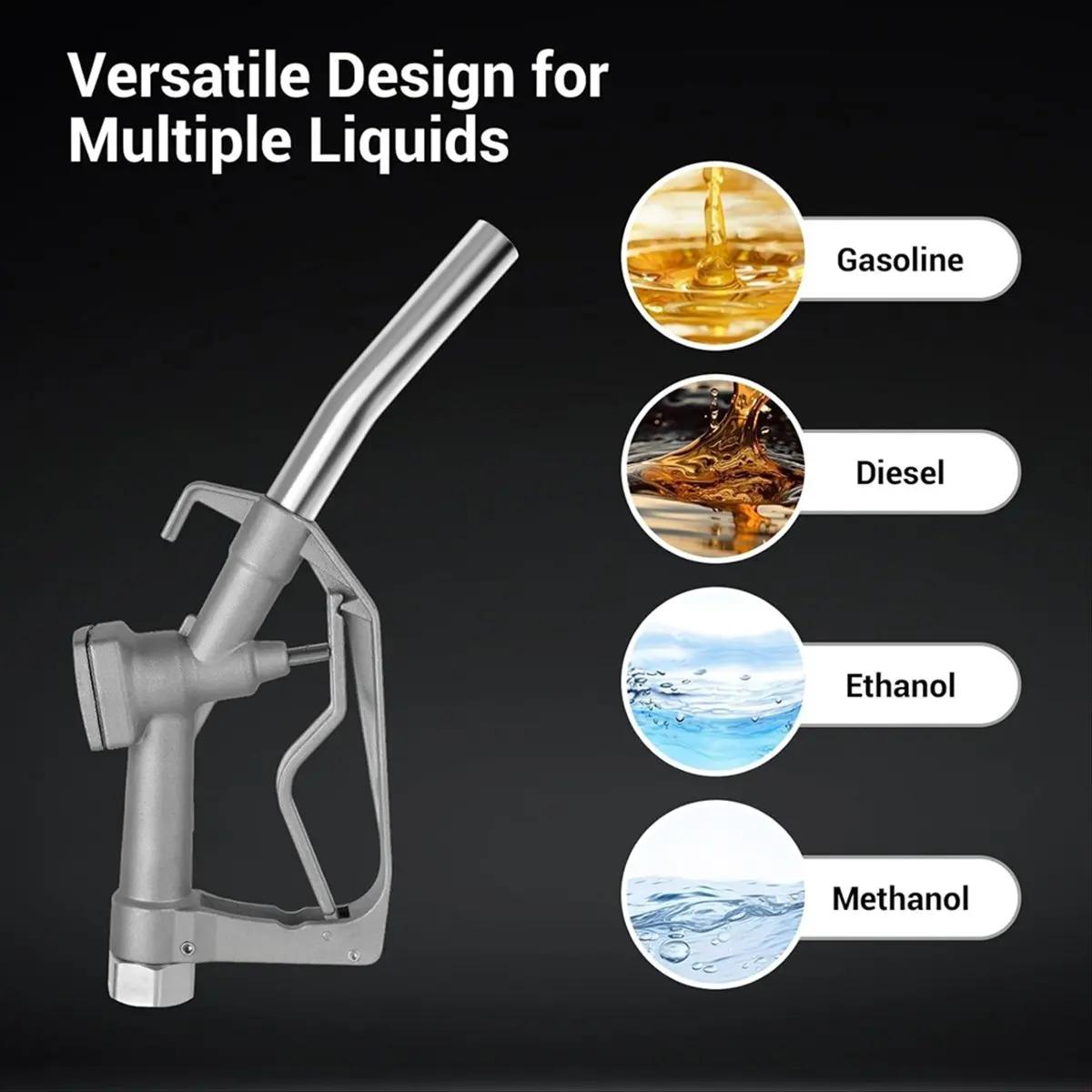 【POPULAR PICK】3/4inch NPT Manual Nozzle with 2-Speed Padlock, 26 GPM Max Rate, Gas Pump Nozzle with 15/16in Spout