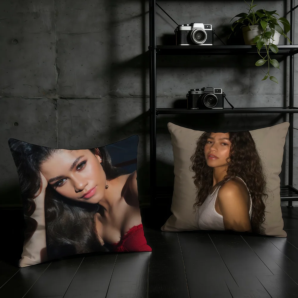 Hot Actor Z-Zendaya cushion cover Birthday Anniversary Gifts Double Sided Printed Zipper Cushion Cover Soft Skin Bedding