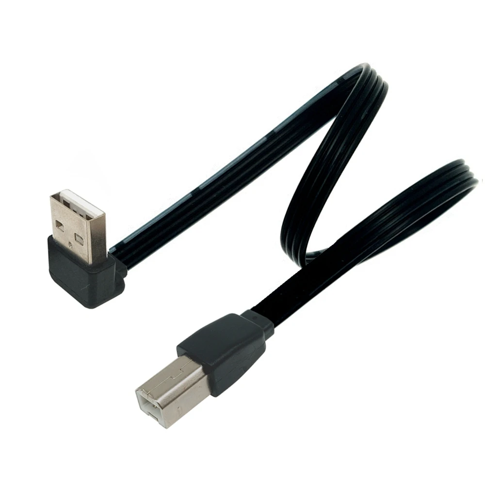 USB 2.0 Up Down Angle 90 Degree Male to USB2.0 Type B Male Super flat flexible Extension usb2.0 B Male Adapter Cable 0.1-1m