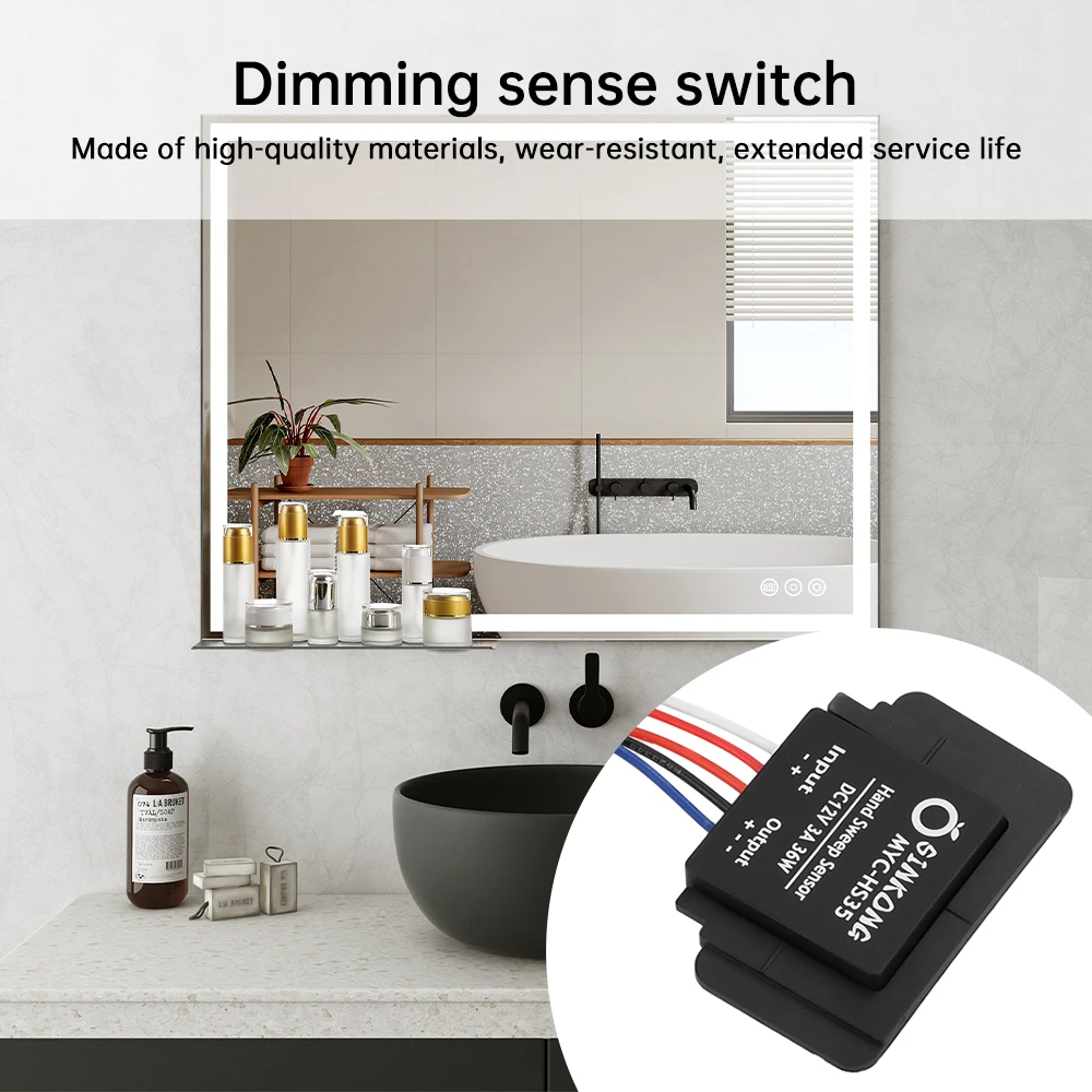 DC 12V Bathroom Mirror Switch Makeup Mirror LED Stepless Dimming Dimmer Switch Touch Hand Sweeping Switch Sensor For LED Light