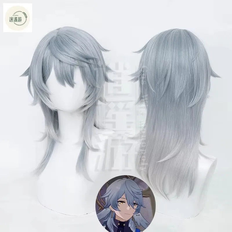 Game Honkai: Star Rail Sunday Cosplay Wig 55CM Long Blue Gray Heat-resistant Synthetic Hair Halloween Party Cosplay Wigs+wig Cap