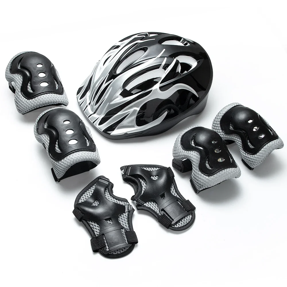 Schutzset für Kinder von 3-10 Jahren, Verstellbarer Sicherheits-Fahrradhelm mit Knie-, Ellbogen- und Handgelenkschutz für Skateboard, Roller und Radfahren – Detail 1