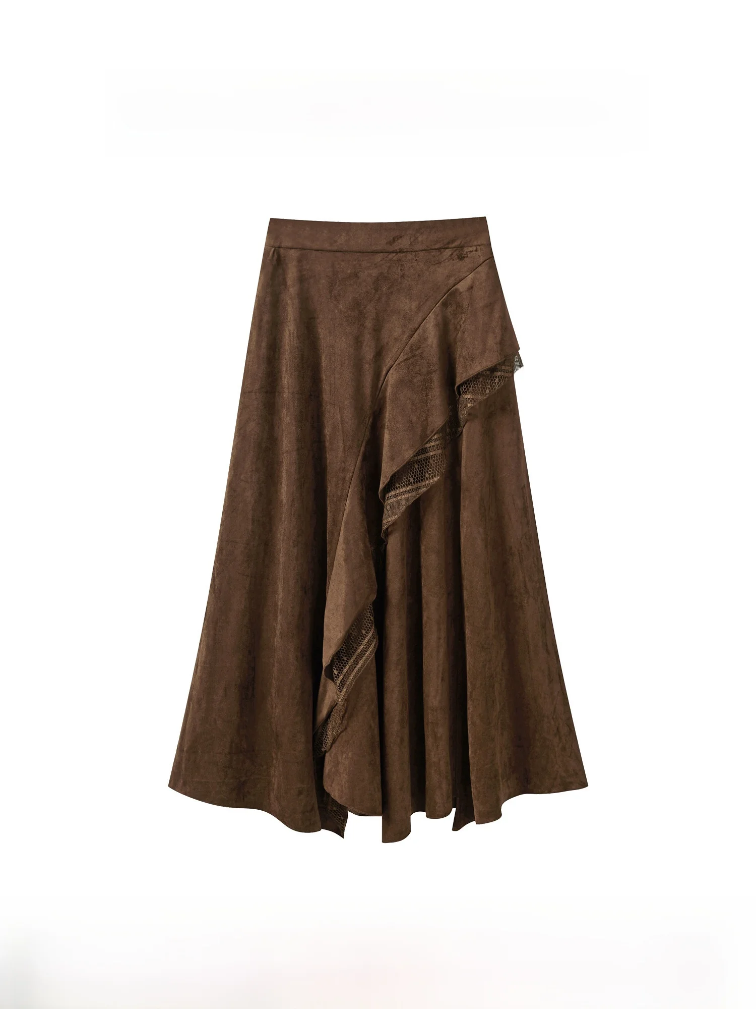 

Ретро-юбка асимметричного кроя цвета кофе, женская, с высокой талией, приталенная, А-силуэт, осенняя новинка, повседневная, дышащая, из полиэстера