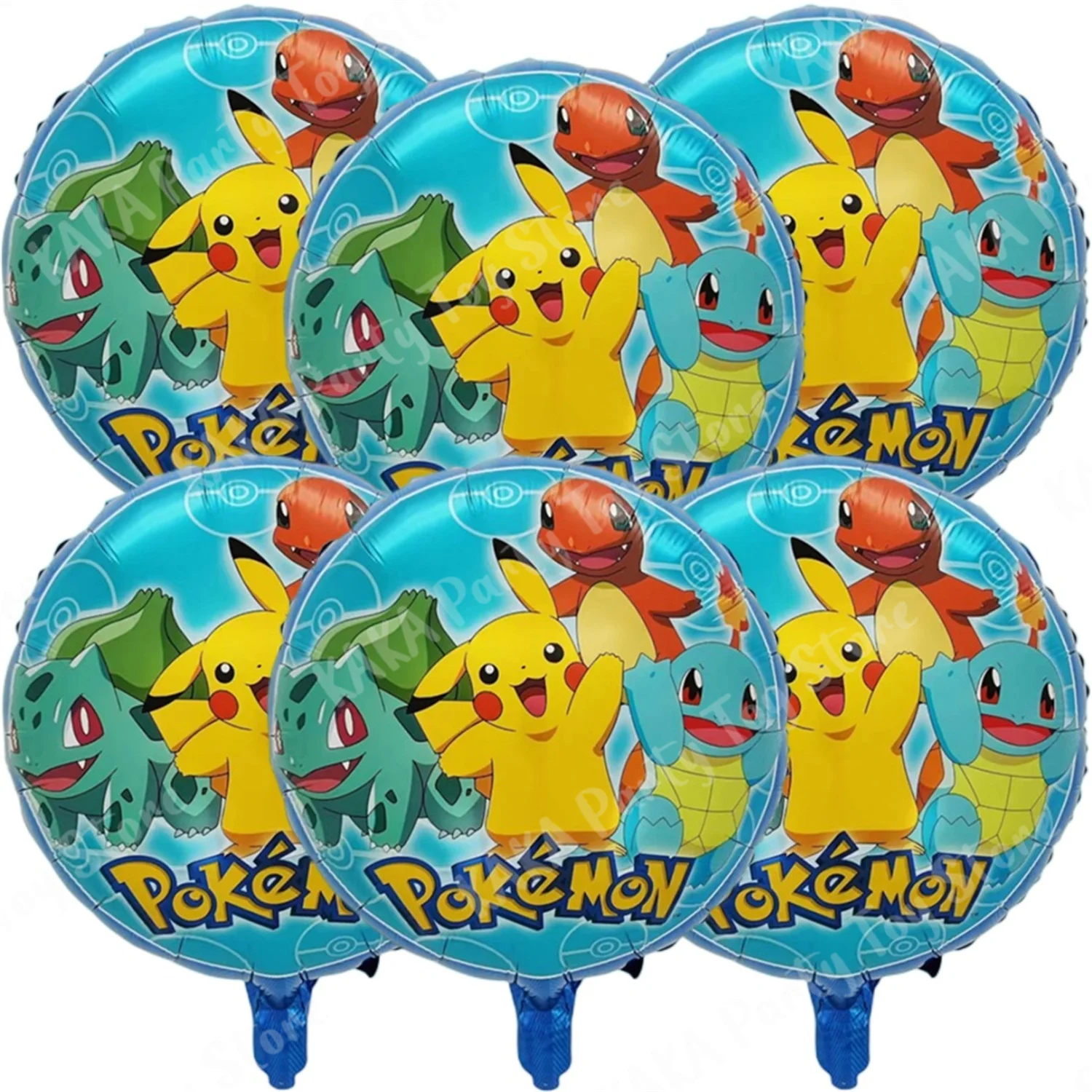 6Pcs Pokemon Balloons 18inch Pikachu Squirtle Bulbasaur Charmander Aluminum Balloon Decoration Supplies Kids Birthday Party Gift