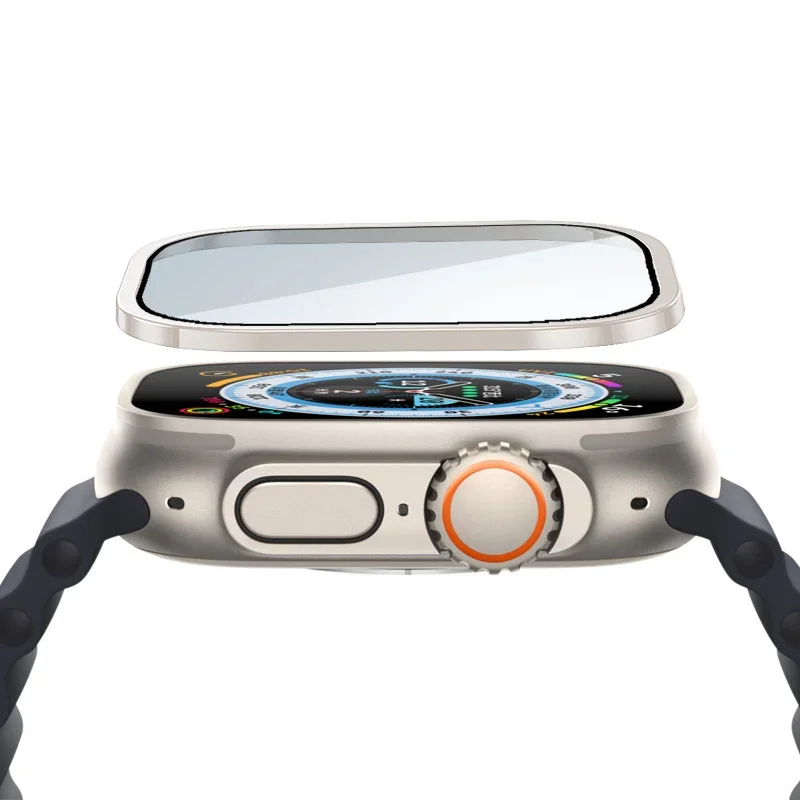 Pellicola protettiva temperata per Apple watch Ultra 49mm Pellicola antigoccia e antigraffio con telaio in lega di alluminio Per iwatch Ultra 2 49mm