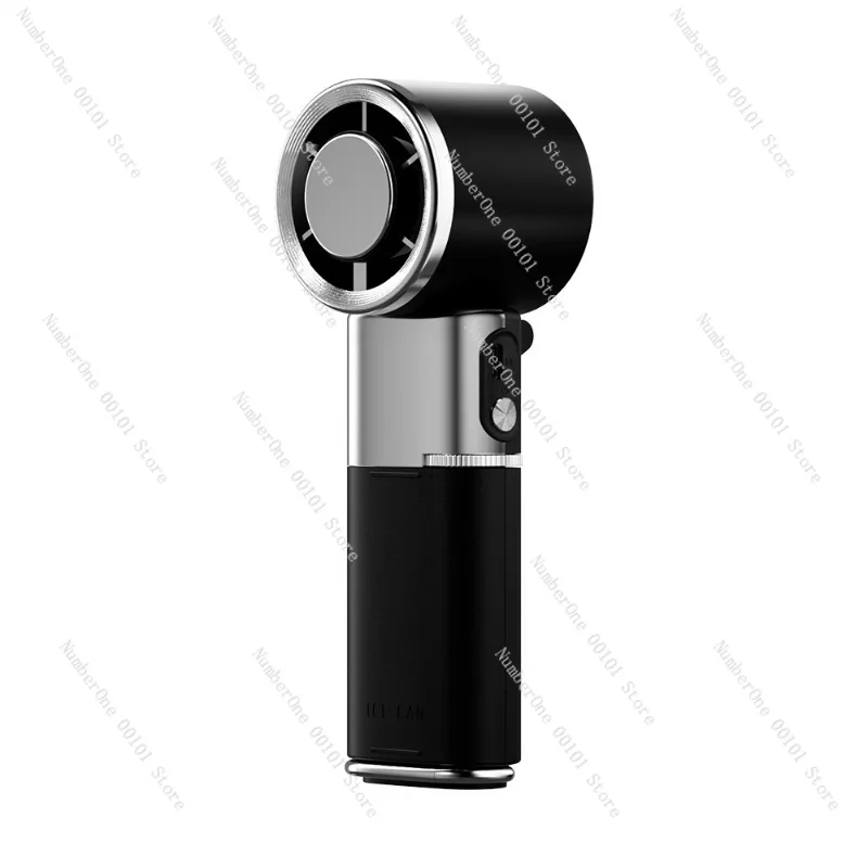 Retractable Cord Ice Cooling Handheld Fan Digital Display Power Bank Turbo Mini Air Blower Outdoor Use