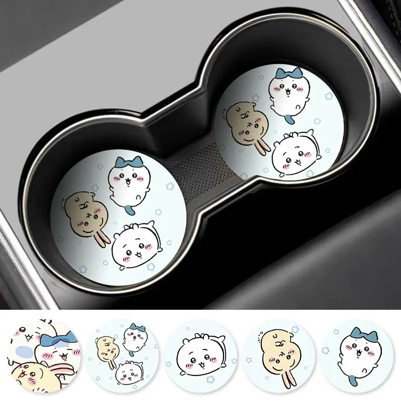 Chiikawa Kawaii Car Coaster Anime Cartoon Car Decoration Vehicle Mounted Anti-Slip Water Coaster Storage Mat Universal Girl Gift