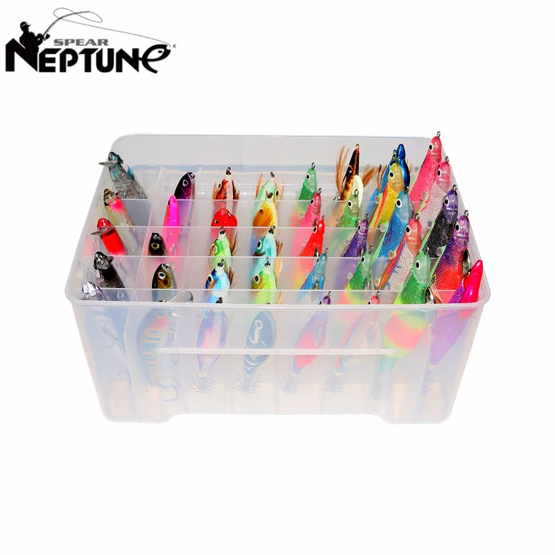 40 Grids Plastic Fishing Tackle Box Webfoot Octopus Egi Storage Organizer Lined Box Squid Jig Container Hard Lure Sea Tool Case