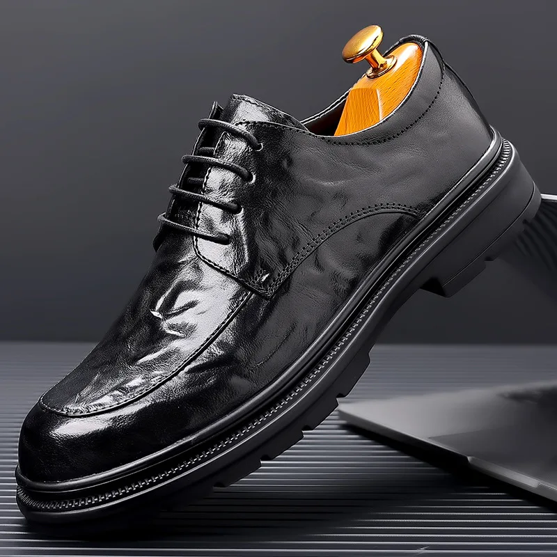 

Men's leather shoes for casual business, versatile British business formal wear, casual wedding dress shoes