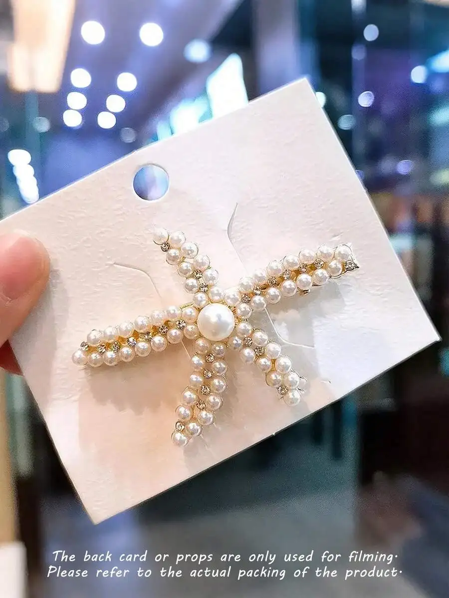 16pcs Sparkling Starfish Hair Clips For Women, Mermaid Style Ocean Theme Hair Accessories, Summer Beach Party Hair Claws view 6