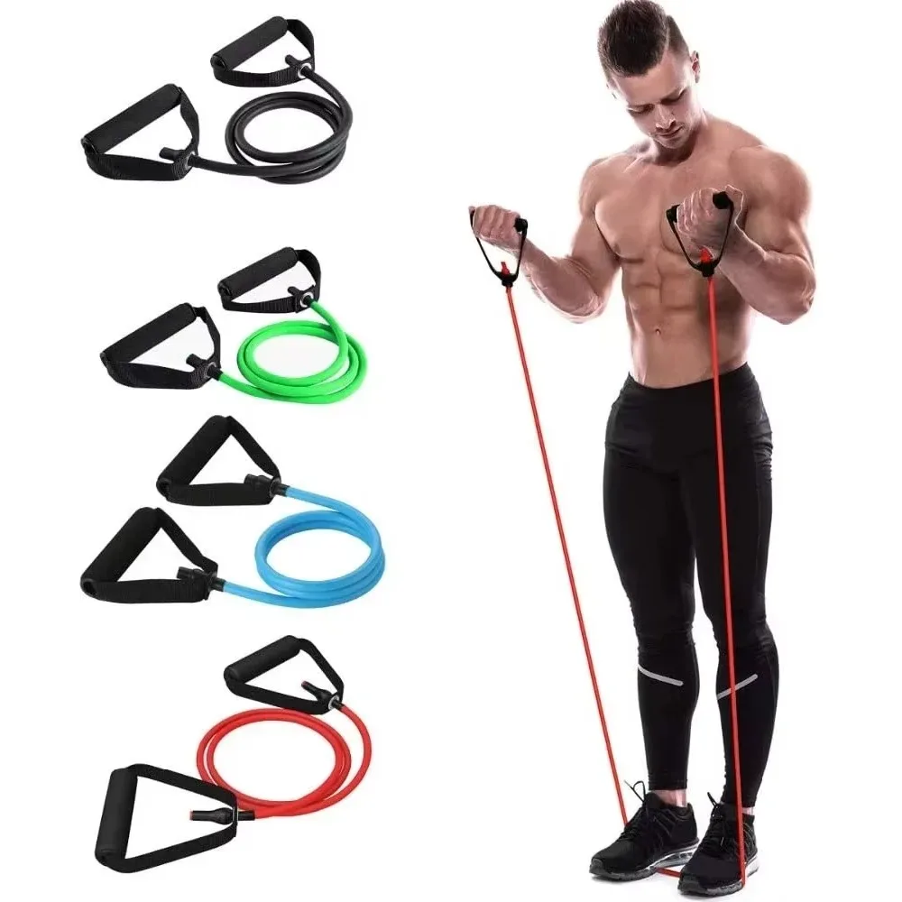 Hot 3 Levels Resistance Yoga Pull Rope Bands Handles Elastic Sports Bodybuild Home Gym Workouts Muscle Training Rubber Tube Band