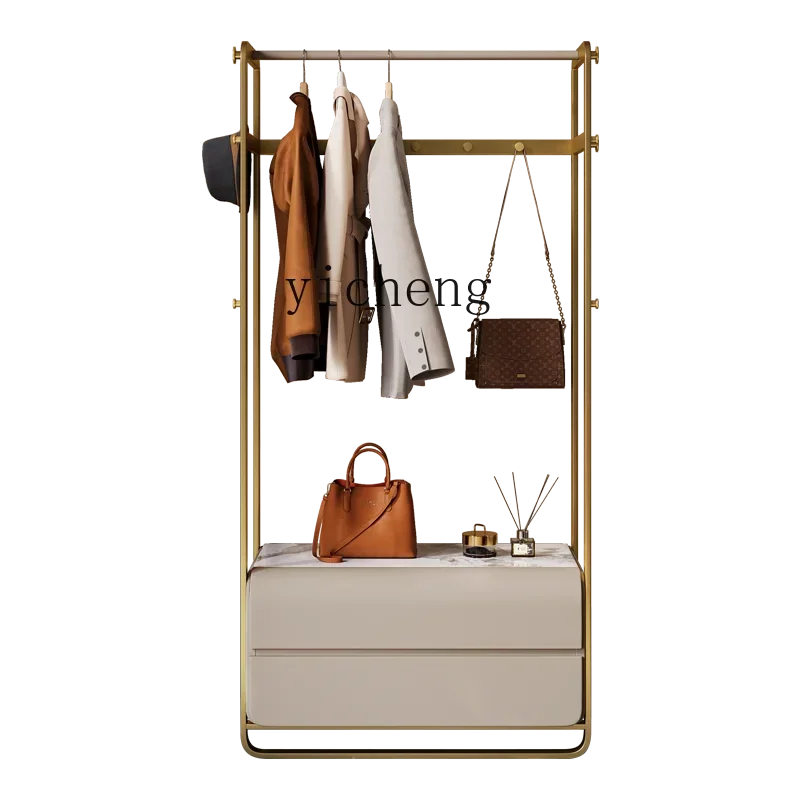 

light luxury coat rack bedroom household floor-to-ceiling stainless steel furniture high-end simple storage clothes hanging