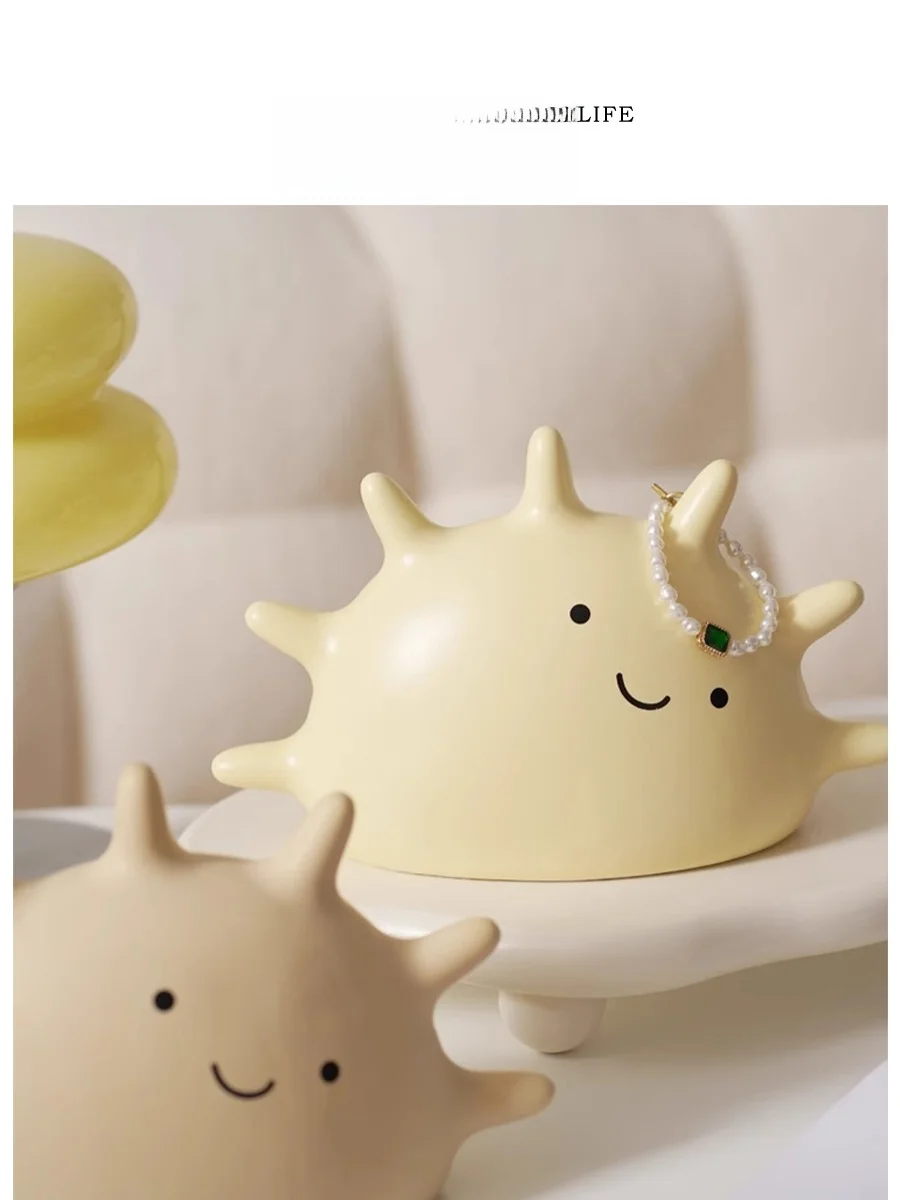 Tlife Sunshine Cream Style Ceramic Tissue Box Creative Living Room Decorative Items Drawstring Paper Towel Holder Household S...