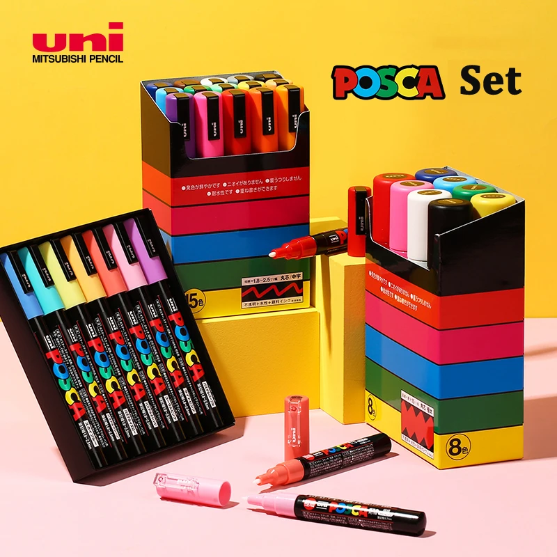 

Japanese Stationery Poscas Marker Pens PC-1M 7/8/12 Colores fineliner Acrylic posca rotulador graffiti markers Paint Art Supplie