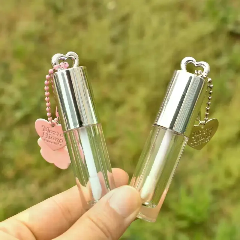 1Pcs Silver Heart-shaped 2.5ML Empty Lip Balm Transparent Gloss Tube Container Cap Cosmetic Sample Travel