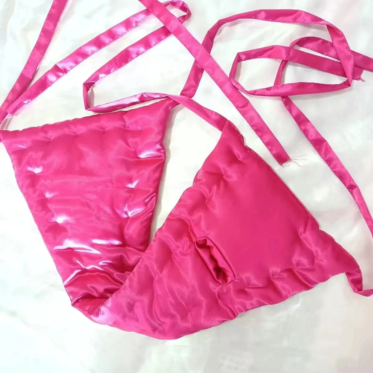 

Man's Silky Soft Pink T-briefs Bondage Live Show Dance Private Party Sexy Costume Panty FKK