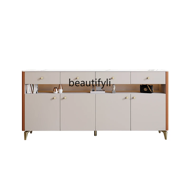 

Bedroom High TV Cabinet Modern Home High Locker Living Room Wall Chest of Drawers Light Luxury Saddle Leather Sideboard Cabinet