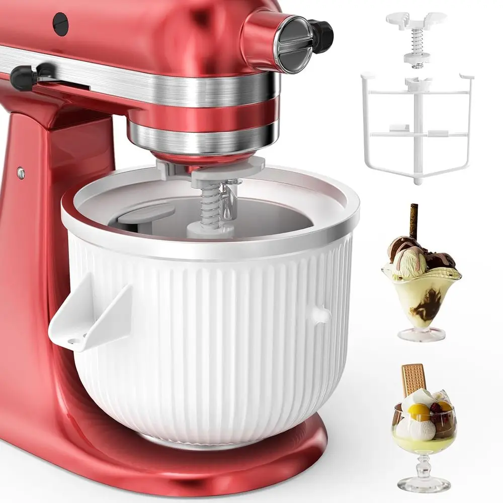 

2 Qt White Ice Cream, Frozen Yogurt, & Sorbet Attachment for 4.5Qt and 6Qt Stand Mixers