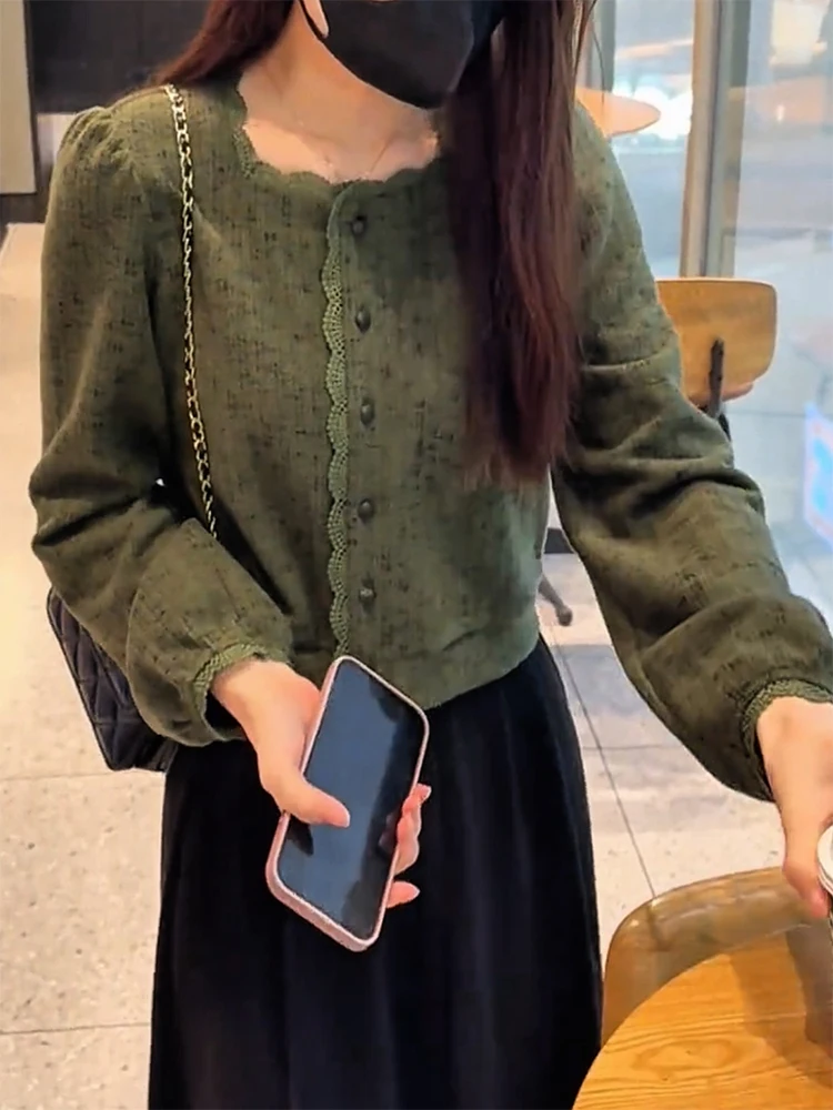 

Korean Sle High End Lace Trim Knitwear Autumn Winter New plus Size Ele Slimming Top Warmth Heating Long Sve round Ne