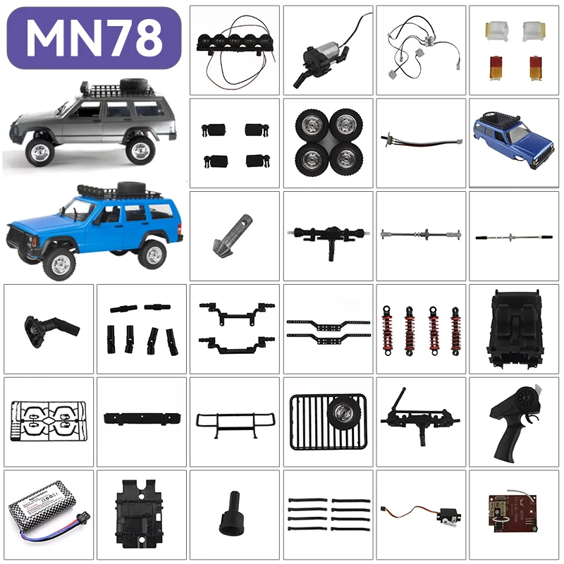 Mn78 Cherokee Original Axle Shell Mesh Pull Rod Front Rear Door Wave Box Lamp Set with Remote Control Seat