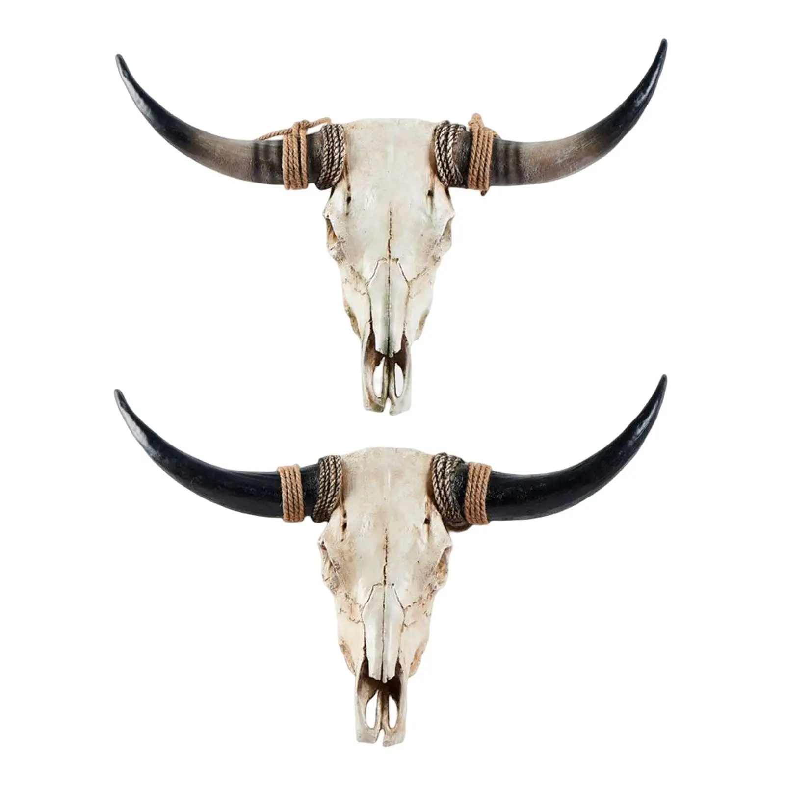 Rustic Animals Heads Wall Decor Cow Resin Statues Art Hanging Long Horn Cow Skull Wall Sculpture for Gallery Fireplace Cabinet
