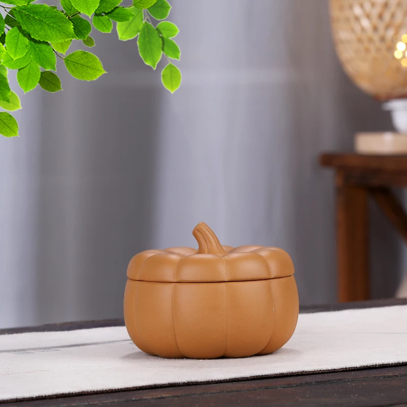 Purple sand pumpkin tea can coffee cup retro small stewed soup steamed eggs with lid specialty tableware