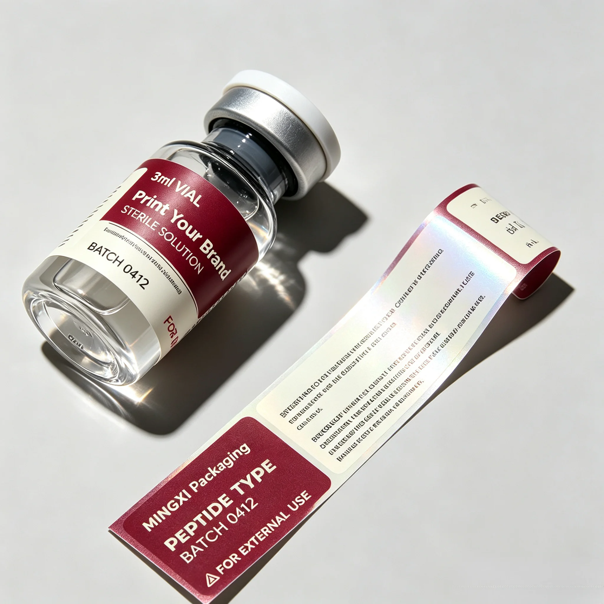 Custom High‑grade Vial Self‑adhesive Label Sticker And Matching Paper Box Fit 3ml 5ml 10ml Glass Vial Custom Packaging Accessori