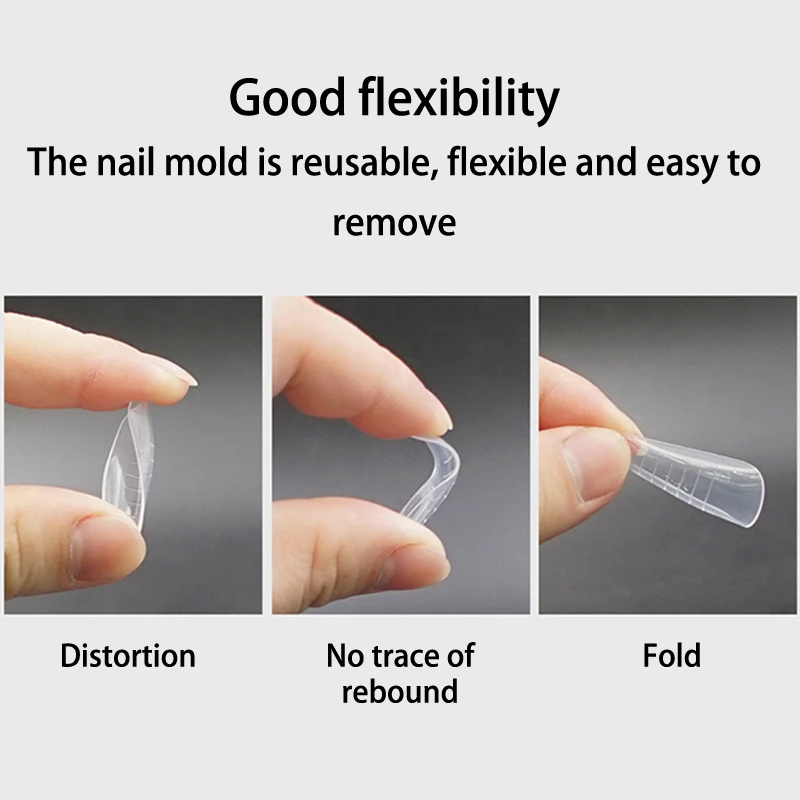60Pcs Nail Fake Tips Mould Quick Building Mold Tips Nail Dual Forms Finger Extension Nail Art UV Building UV Gel Tools