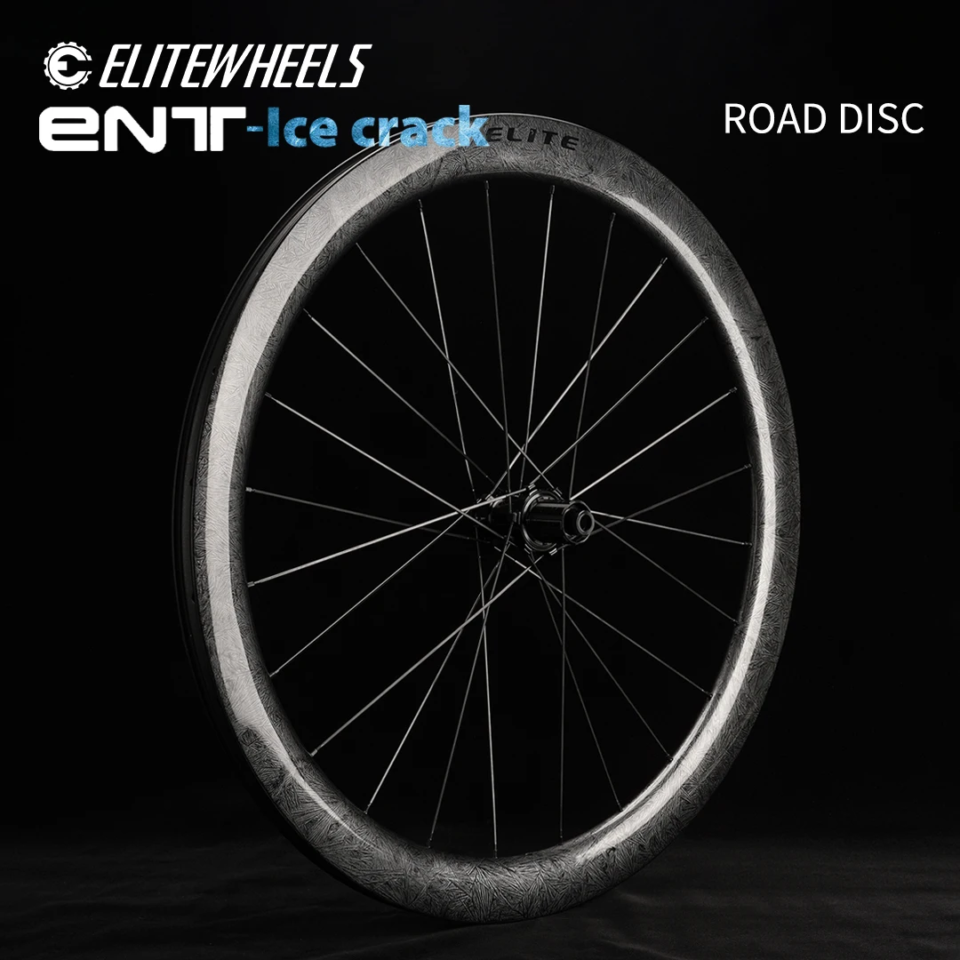 

ELITEWHEELS ENT DISC Ice crack finishing Carbon Fiber Road Bike Wheels 700C Tubeless compatible Wheelset 38mm 50mm