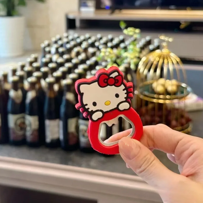 Sanrio Kitty Kawaii Cartoon Bottle Opener Kitty Refrigerator Magnet Bottle Opener Silicone Refrigerator Magnet