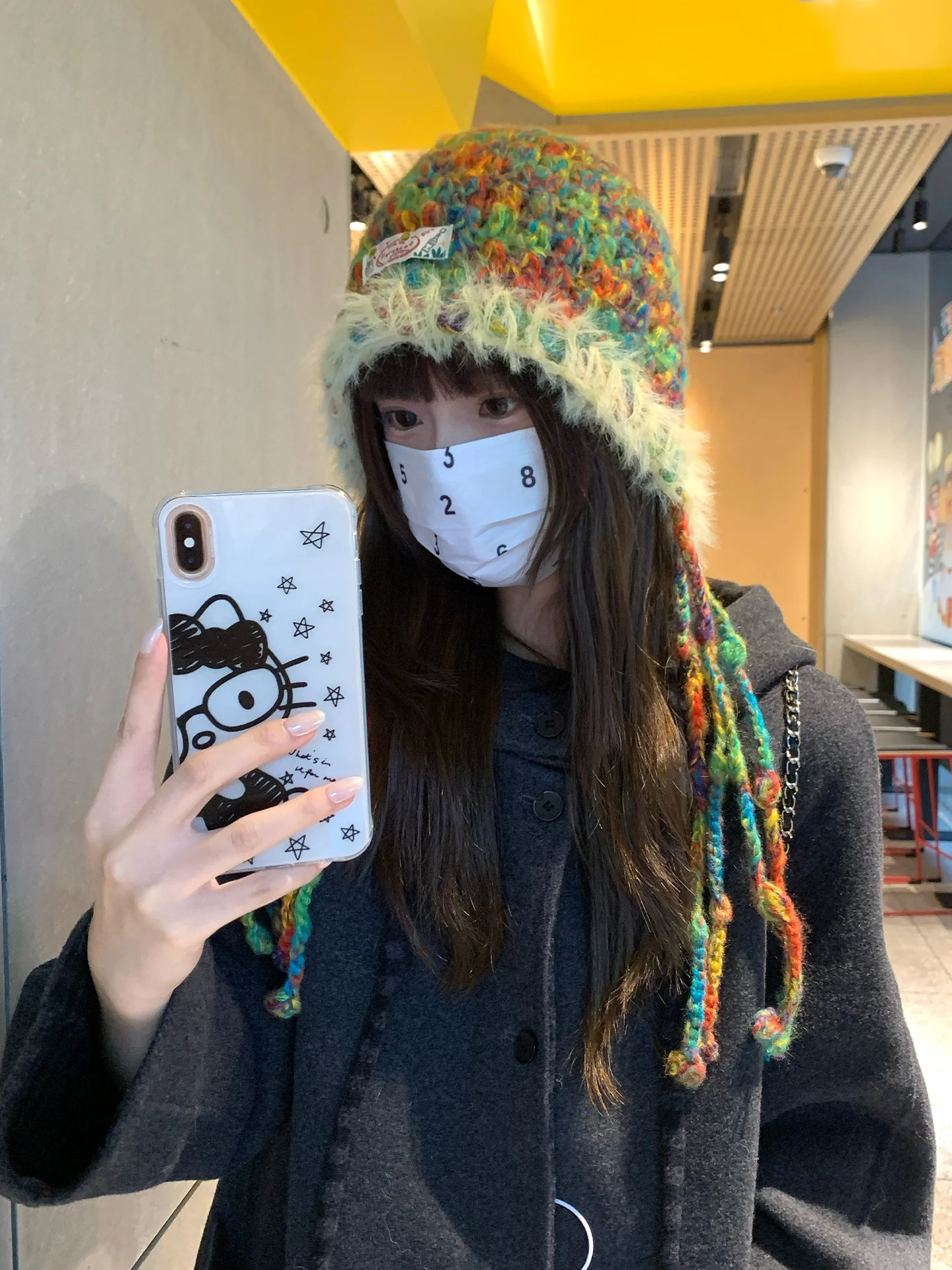 Colorful Contrasting Cute Earmuffs For Women Warm And Versatile Knitted Hat For Winter Slimming And Understated Bao Feng Hat