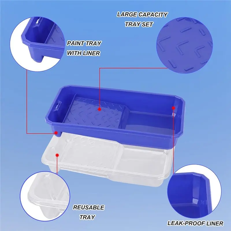 مجموعة صينية طلاء 4 بوصات بكرات صغيرة، وبطانات مقلاة للاستعمال مرة واحدة، وصواني طلاء صغيرة ومقابض مريحة - مجموعة طلاء مثالية - B91B #6